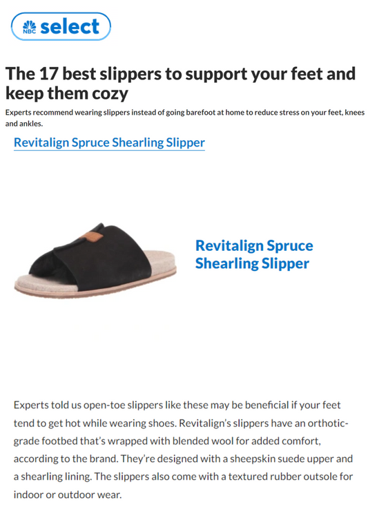 Revitalign Slippers featured in NBC Select Article